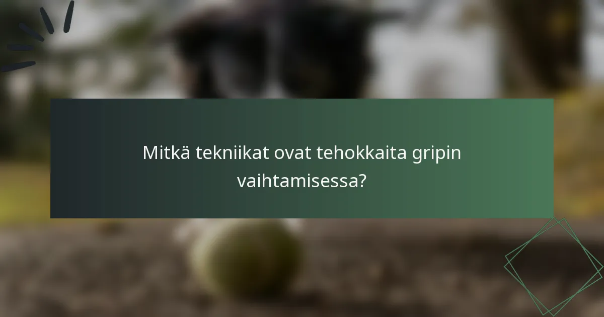 Mitkä tekniikat ovat tehokkaita gripin vaihtamisessa?